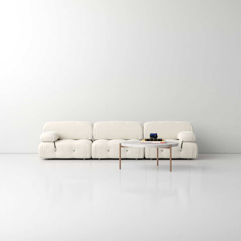 Mio 108'' Velvet Sofa, Ivory
