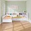 Lit simple moderne en L blanc avec lit gigogne, tiroir de rangement et station de charge | Conception peu encombrante-1541388031