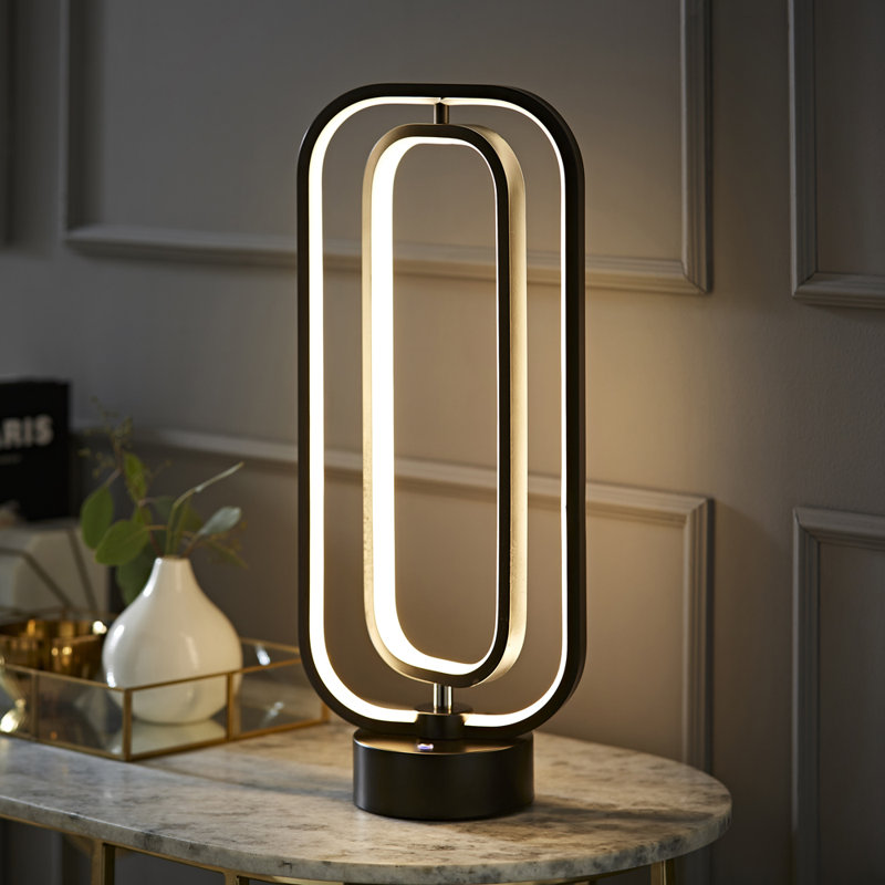 Infinity Matte Black Revolving LED Table Lamp