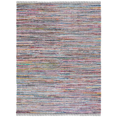 Karlhans Hand Woven Denim/Cotton Rug in Black/Pink