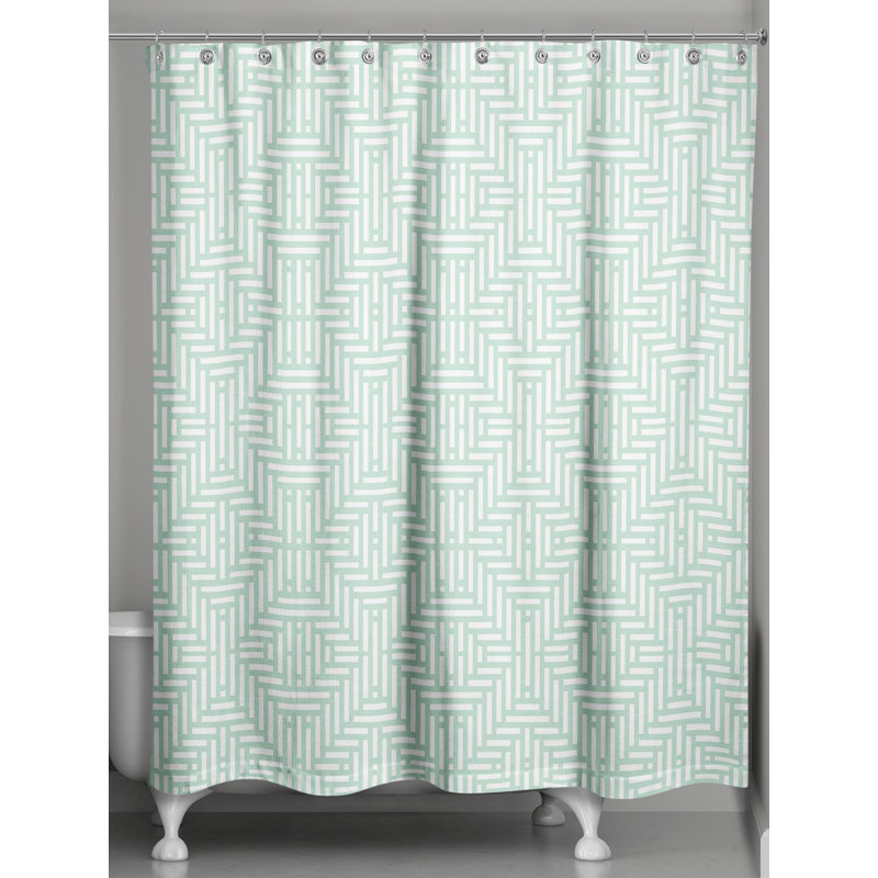 Rideau de douche simple géométrique Travers, Menthe