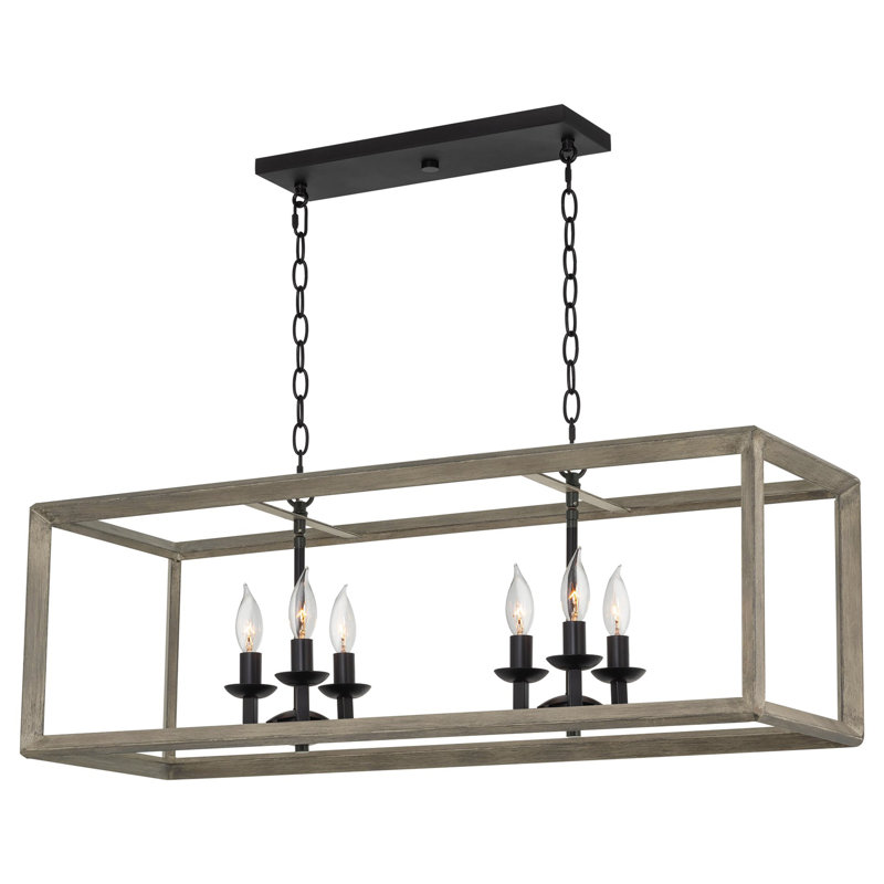 Grand luminaire suspendu rectangulaire 36 "à 6 lumières pour îlot de cuisine 36"