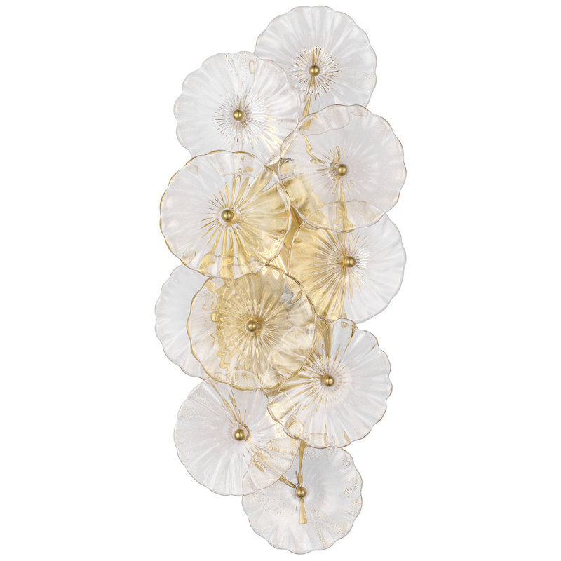 Julie Neill Gianna 21" Layered Sconce with Clear Glass, Gold, Hand-Rubbed Antique Brass