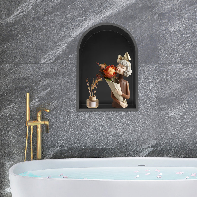 13.11**3.94*19.09" Stainless Steel Shower Niche, Recessed Shower Storage, Stainless Steel，black