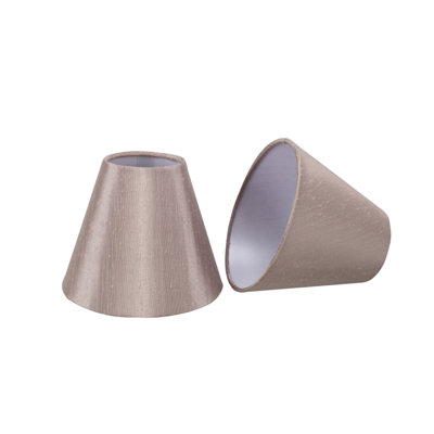 Abat-jour empire en Similisoie en tissu de soie H 5 po (attache) taupe