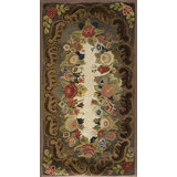 Hand Knotted Wool Floral Area Rug in Brown