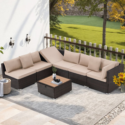 7 Pieces Outdoor Patio Set with WPC Coffee Table