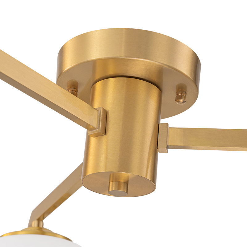 Priella Mid-century Brass Ellipse Glass Chandelier, 5.9" H x 26.4" W x 26.4" D, 3-Light