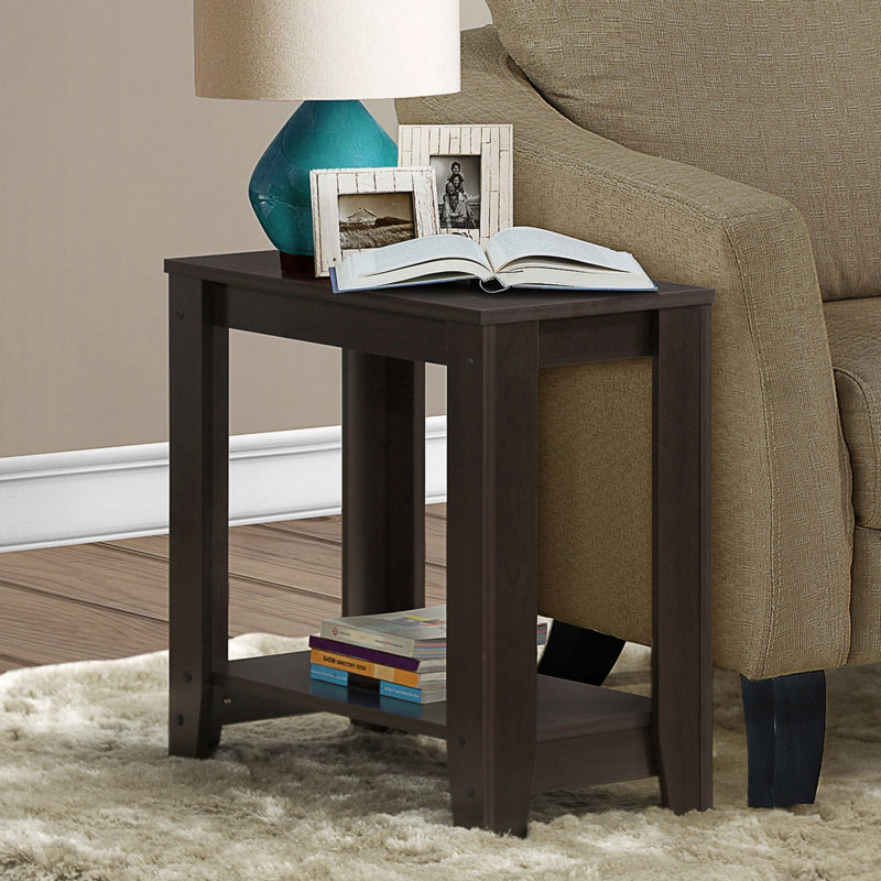 Table d'appoint, côté, bout, table de chevet, lampe, salon, chambre à coucher, stratifié brun, transitionnel, Espresso