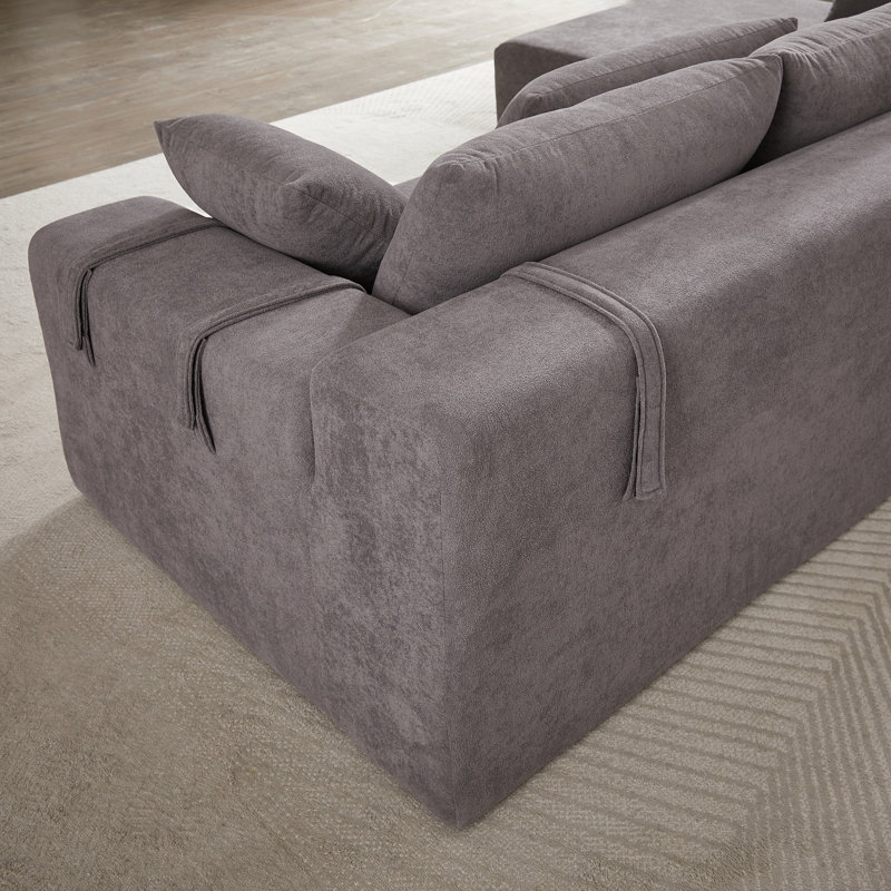 Canapé modulaire 2 pièces Boneless, Grey Chenille, Orienté à gauche (vu de face)