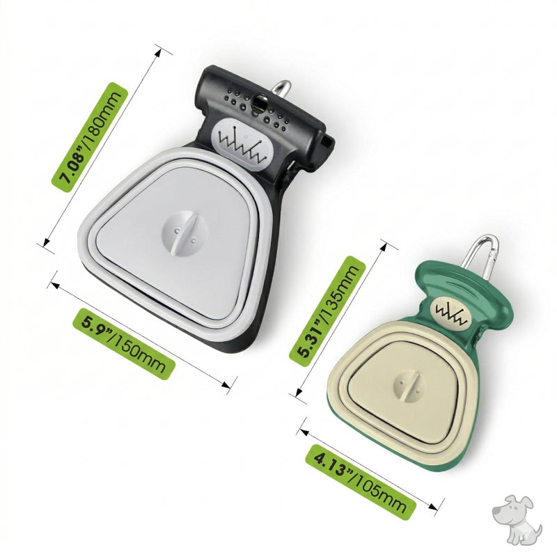 Dog Pooper Scooper pour petits et grands chiens, laisse réglable et accessoire pour sac, idéal pour la cour, les promenades, les voyages et le camping, vert