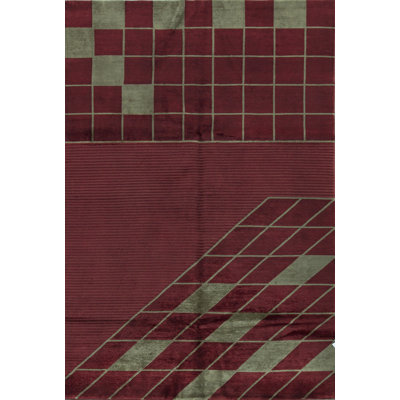 Himalayan Wool Geometric Area Rug in Rust