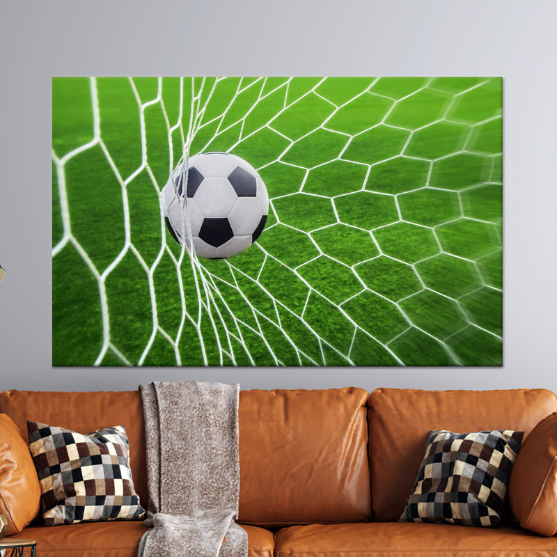 Football, art mural en verre: toile imprimée pour homme, décor de soccer, 1P, H : 63,1 x L : 102,4 pouces