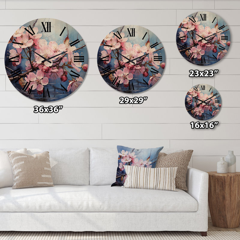 Horloge murale en bois massif Vernetha, Grand