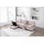 Canapé en velours côtelé de type L uni avec motif segmenté 4 places, porte-gobelet, port USB, boîte de rangement, console mobile et repose-pieds de style UNI-278951991