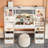 Leritan 62" Makeup Vanity Desk with Lighted Mirror, Tempered Glass Top, Power Outlet, 4 Drawers,  and RGB Lighted Cabinet
