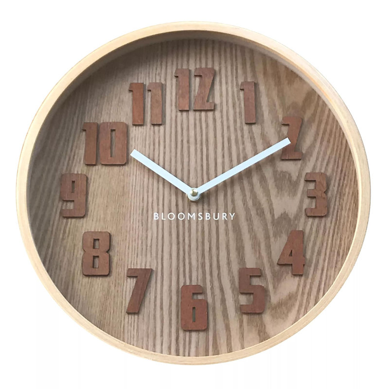 Maddison Wall Clock, 30" H x 30" W x 5" D, Brown Grain