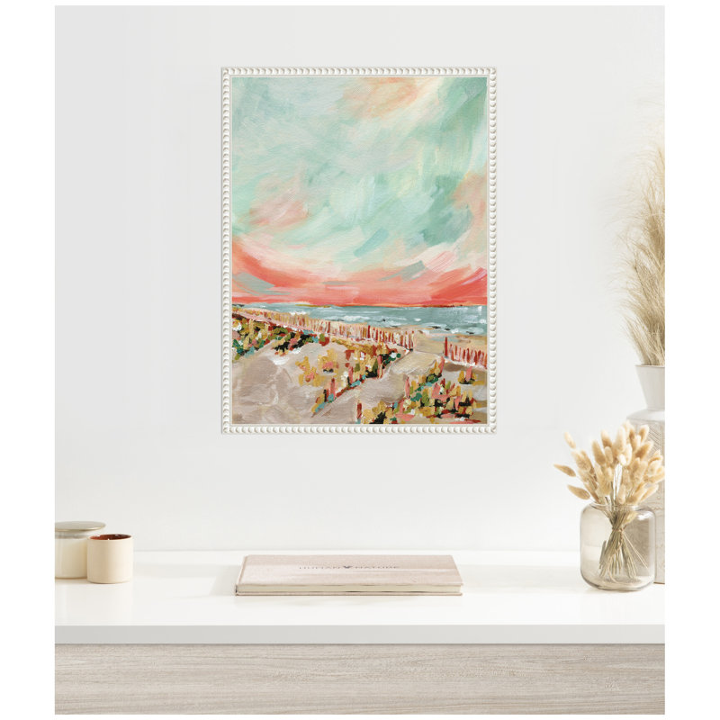 «Landscape 03 Beach» par Annie Quigley, reproduction d'art sur toile encadrée, Blanc
