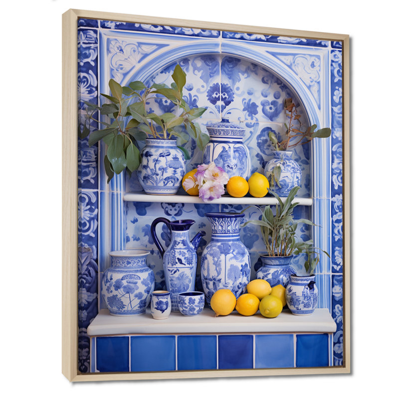 Tableaux méditerranéen nature morte cuisine III - Boho, Cadre flottant brun, H 20 po x l 12 po x P 1 po