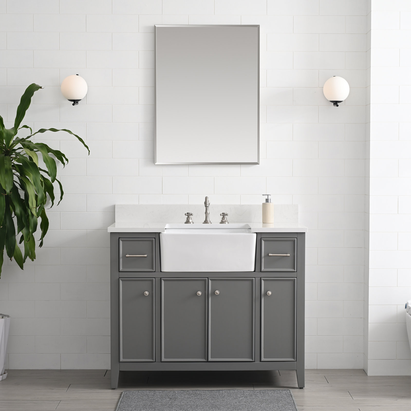 Aisa 42" Single Bathroom Vanity, Gray/Brushed Nickel