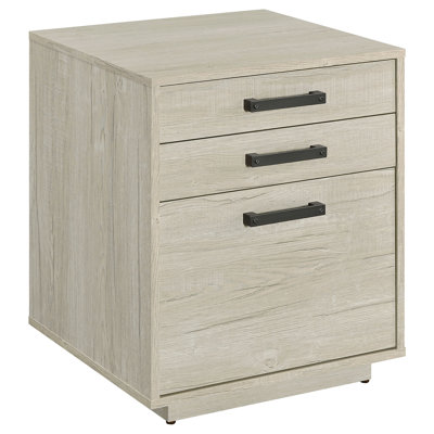 Freestanding, 3 - Drawer, Home Office File Cabinet, White Washed Grey Finish, Arm, Design, Contemporary Style, Build Style 4 Drawers Freestanding Cabinet In Grey, Arm And As Material, 20.11 Inches