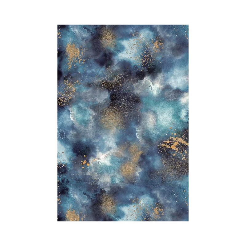 Marble Watercolor Gold Navy by Ninola Design - Wrapped Canvas Gallery-Wrapped Canvas Giclée, 20.32 cm H x 30.48 cm W