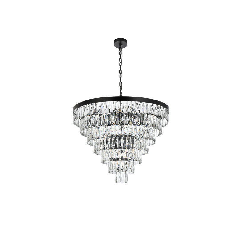Iva 32 inch Round Chandelier , Black
