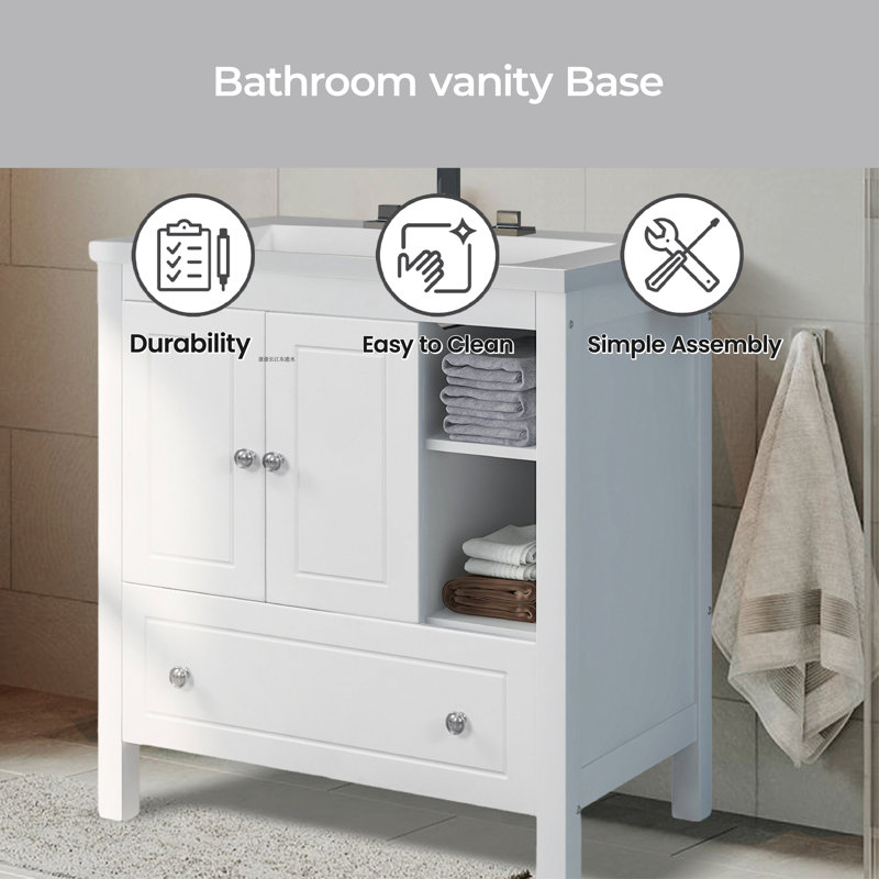 29.13'' Single Bathroom Vanity Base Only, White