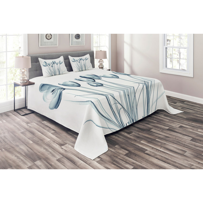 Eclectic Floral Coverlet, King Bedspread + 2 Shams