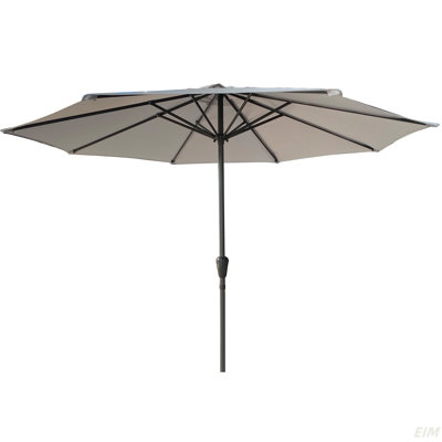 Parasol de patio extérieur en aluminium 9 ', parasol de table d'extérieur, parasol de marché avec 8 nervures robustes, protection UV 50+, inclinaison à bouton-poussoir et manivelle, parfait pour le patio, la plage, le jardin - sans base