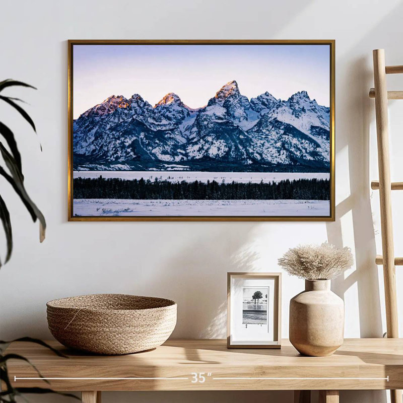 Jackson Hole Grand Teton, 25 po x 17 po, Cadre flottant doré