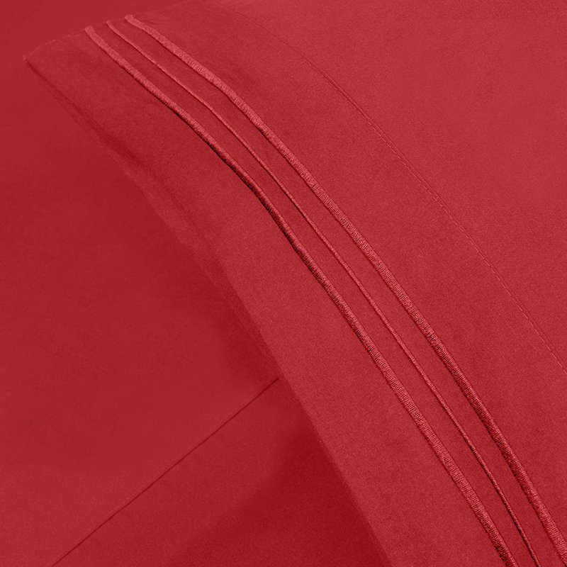 Microfiber Sheet Set, California King Sheet Set with 2 Pillowcases, Red