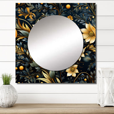 Blue Celestial Boho Pattern III - Bohemian & Eclectic Large Square Mirror For Wall Art Decor