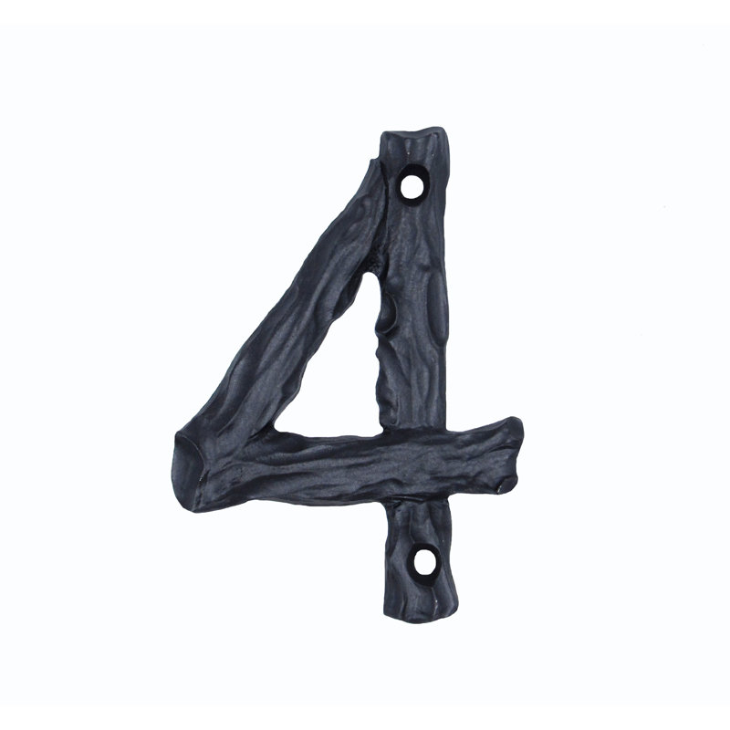 Numéro de maison de 4 po, 4, Noir mat