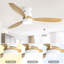 Ventilateur de plafond encastré de 52 pouces DC 3 ventilateur en bois massif Pales Moteur à télécommande réversible avec lumière