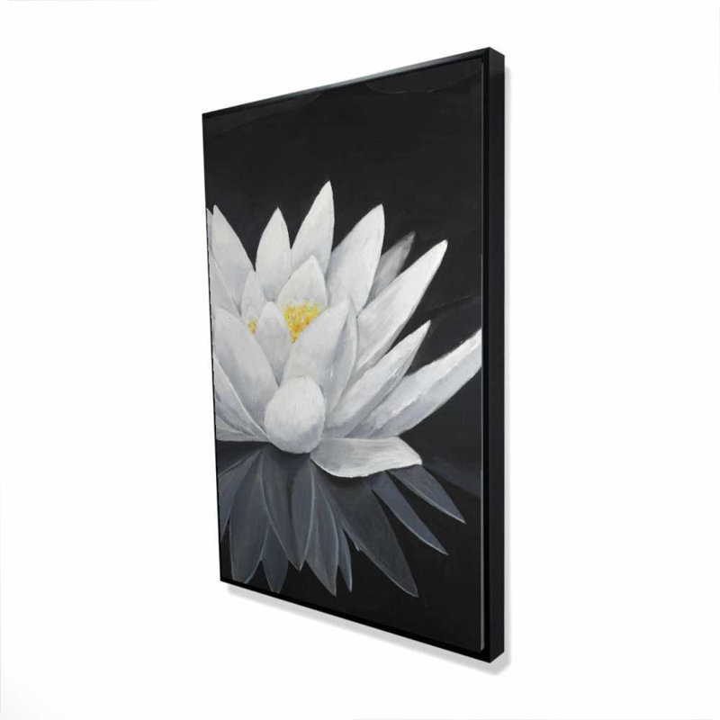 Fleur de lotus avec reflet - Toile encadrée pour la décoration intérieure, H 37,25 po x l 25,25 po