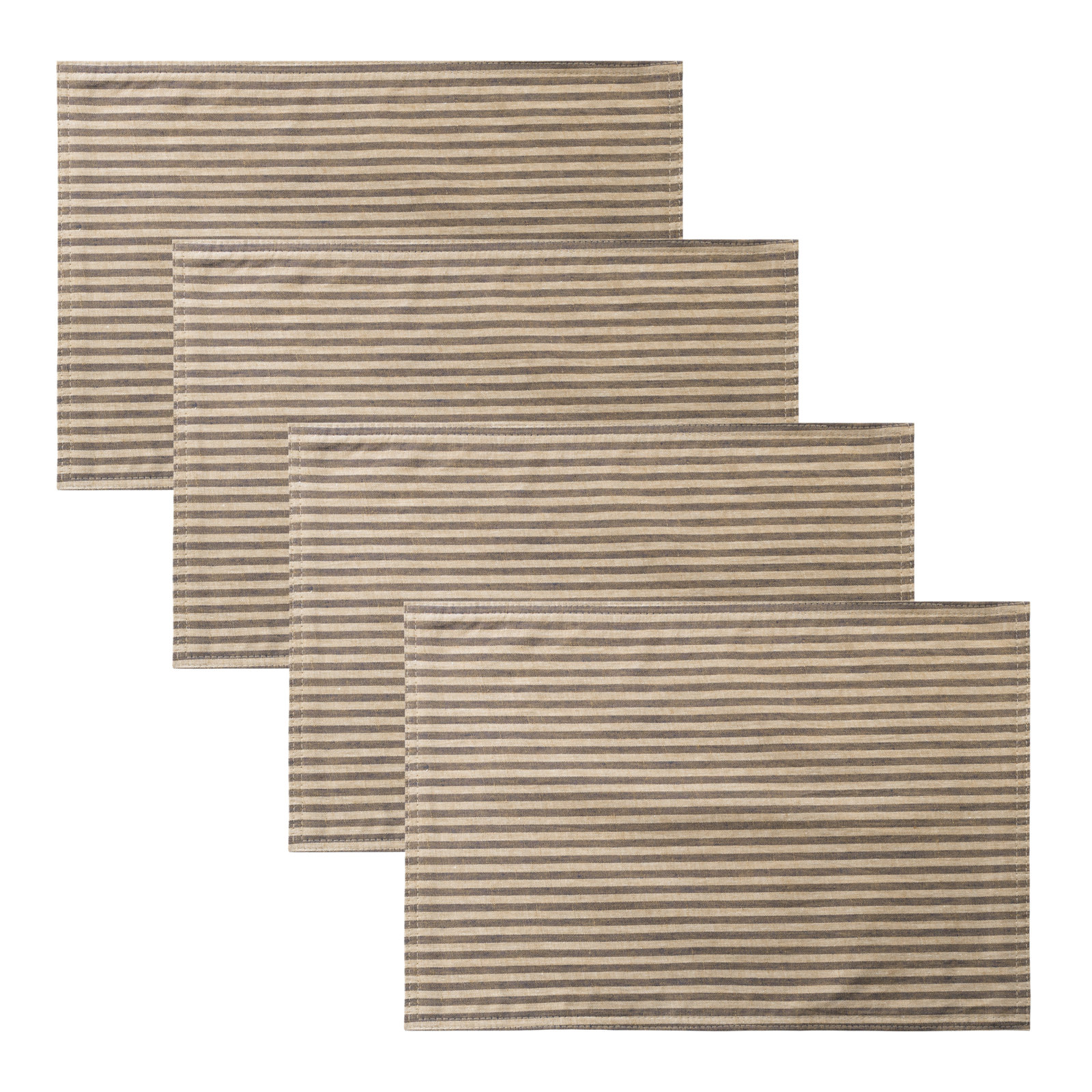 100% Linen Striped Placemat, Navy