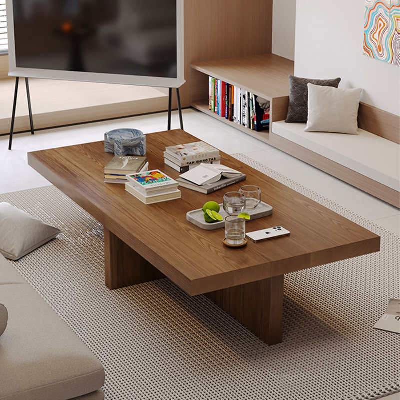 Burlywood Solid wood Rectangular Coffee Table, 17.72" H x 62.99" L x 27.56" W