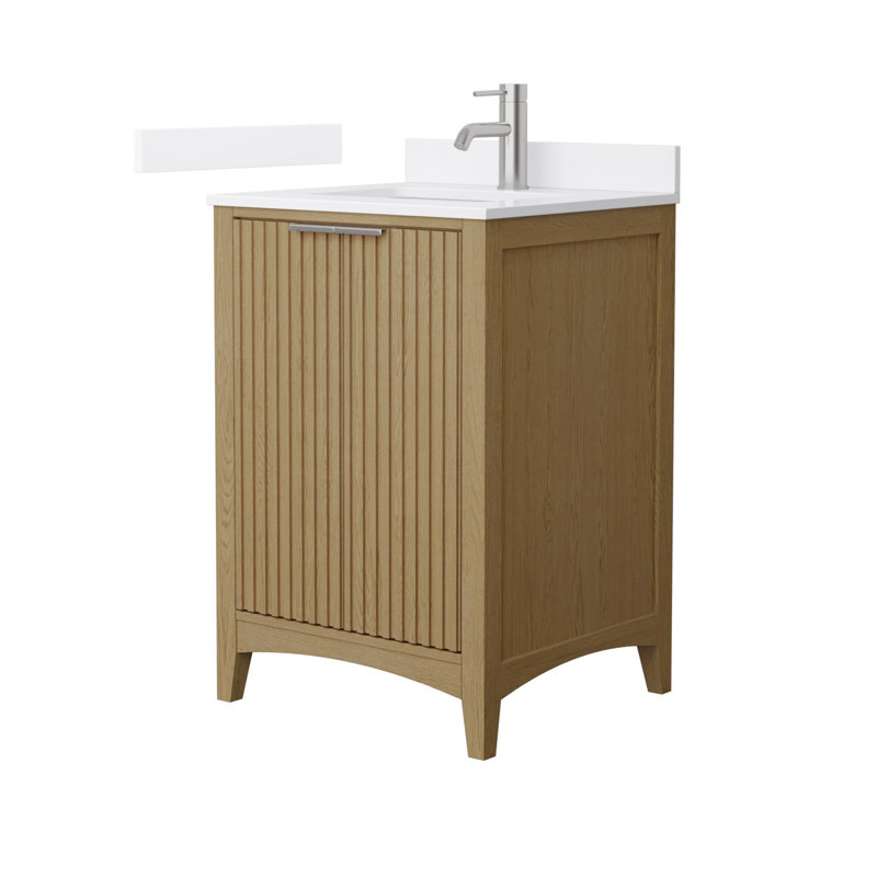 Palmilla 48" Freestanding Single Bathroom Vanity with Cultured Marble Top, Brown / Brushed Nickel, 24", White Cultured Marble