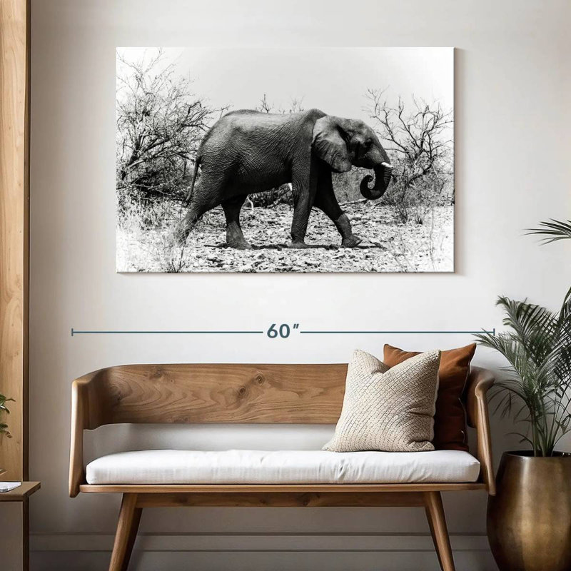 Brampt African Elephant In Botswana, 32" H x 48" W