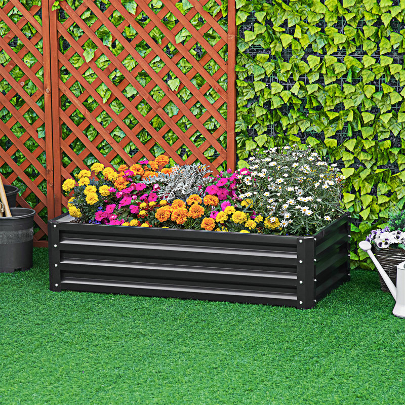 Galvanized Planter Box Raised Garden Bed, Gray