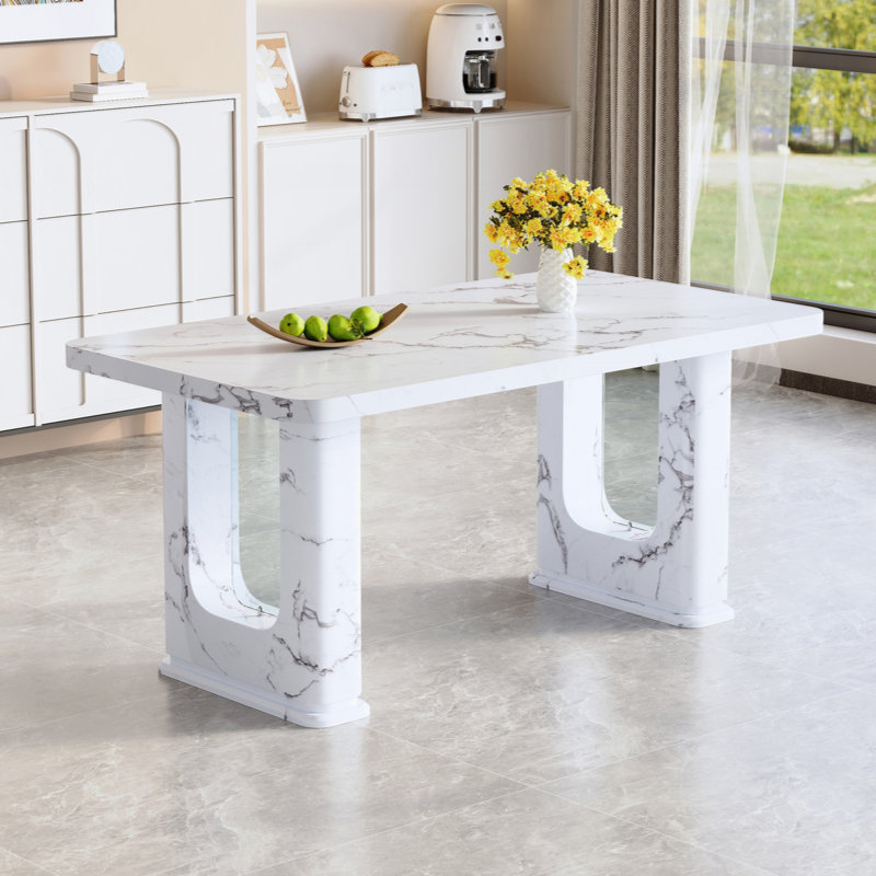Stylish Marble-Patterned Dining Table, Featuring Transparent Glass Design, Delicate Texture, And Minimalist Durability