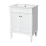 De meuble-lavabo moderne "- lavabo simple avec lavabo supérieur et armoire de rangement à 2 niveaux, grandes tablettes pour l'organisation