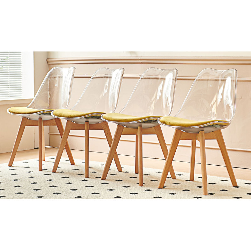 Ensemble de 4 chaises d'appoint Accent Chair, Tissu jaune