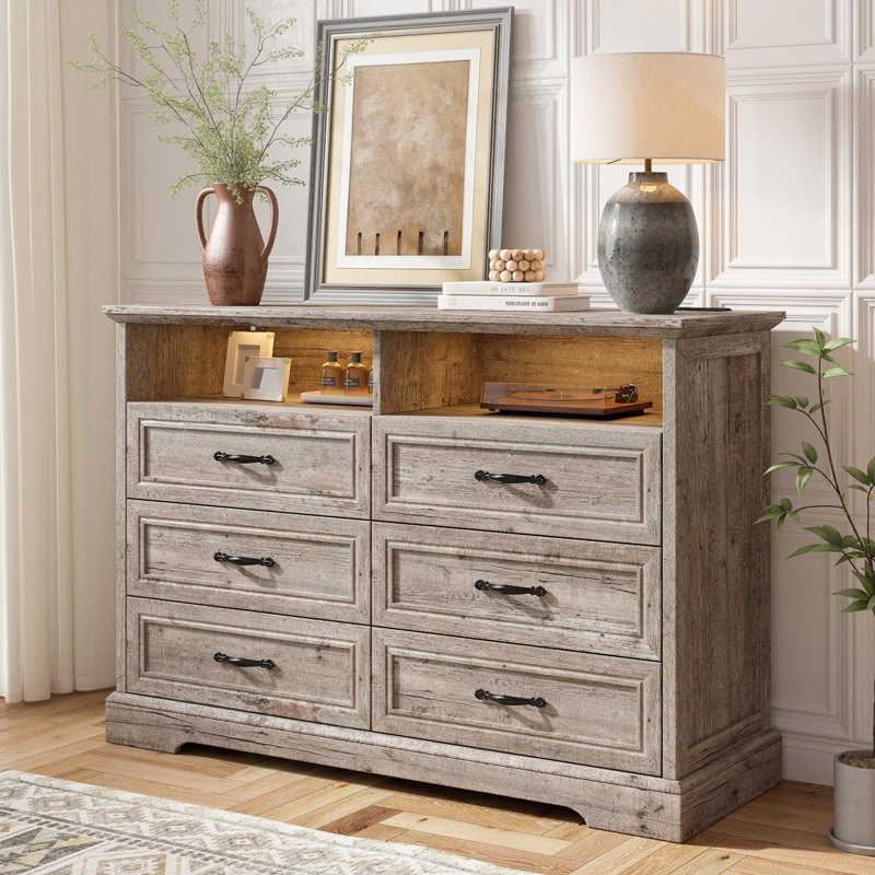 Commode en bois pour chambre à coucher, Gris, 6