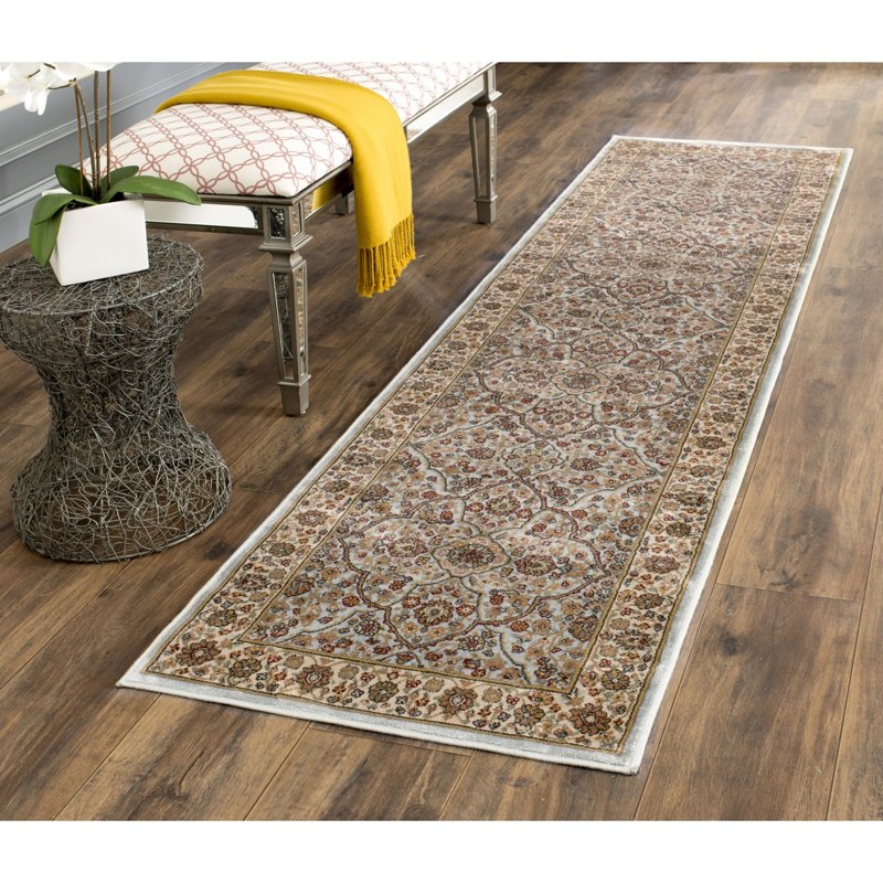 Petronella Viscose Oriental Rug in Light Blue/Ivory, Runner 2'2" x 8'