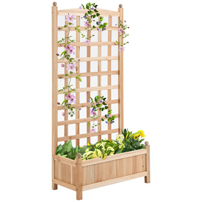 Flower Shelf Wooden Raised Garden Bed , Outdoor Planter Box