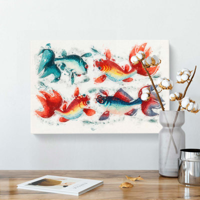 Two Gold & Silver Fish - Wrapped Canvas