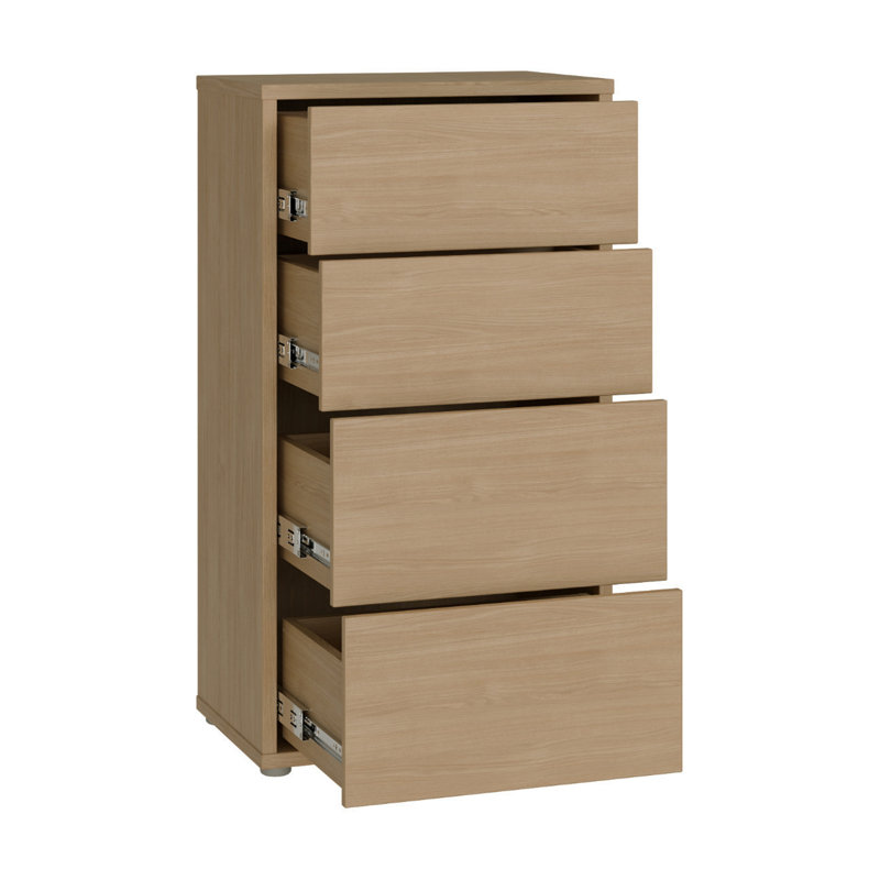 Modern minimalistic chest of drawers with 4 drawers, engineered wood, decor, Beige, 99.1cm H x 54.8cm W x 34.9cm D