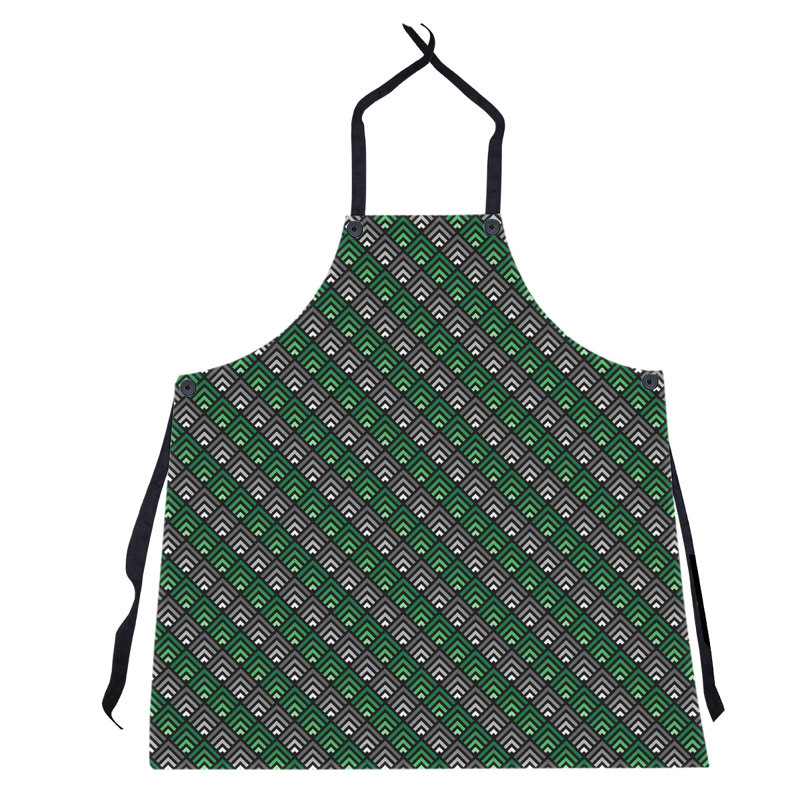 Tablier de motif géométrique classique, Vert / Noir